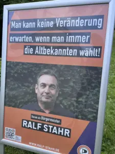 Plakat des Bürgermeisterkandidaten Ralf Stahr