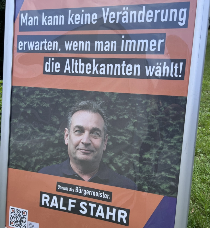 Plakat des Bürgermeisterkandidaten Ralf Stahr